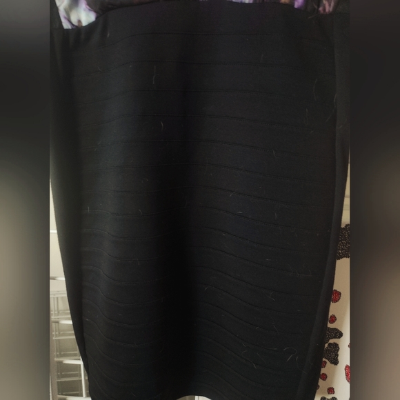 Express Floral Ruched Bodycon Cocktail Dress Size Medium Black and Purple - Picture 3 of 5